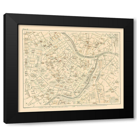 Leopoldstadt Vienna Austria - Baedeker 1896 Black Modern Wood Framed Art Print by Baedeker