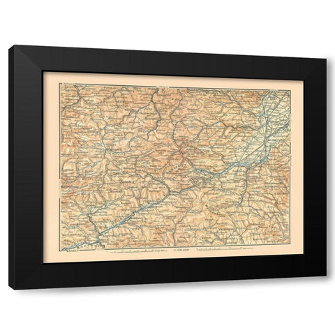 Murzthal Austria - Baedeker 1896 Black Modern Wood Framed Art Print by Baedeker