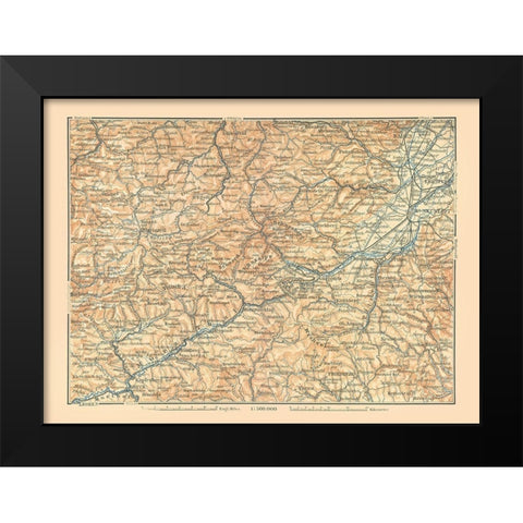 Murzthal Austria - Baedeker 1896 Black Modern Wood Framed Art Print by Baedeker