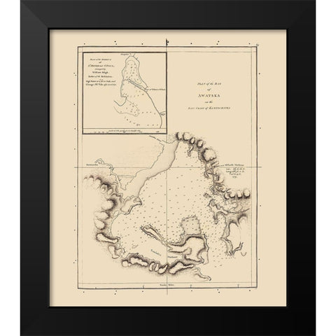 Avacha Bay Nautical Russia - Bligh 1785 Black Modern Wood Framed Art Print by Bligh