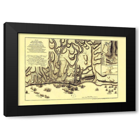 Attack Basseterre on Island Guadeloupe France Black Modern Wood Framed Art Print with Double Matting by Jefferys