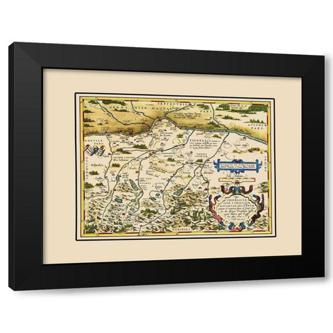 Bavaria Region Germany - Ortelius 1570 Black Modern Wood Framed Art Print by Ortelius