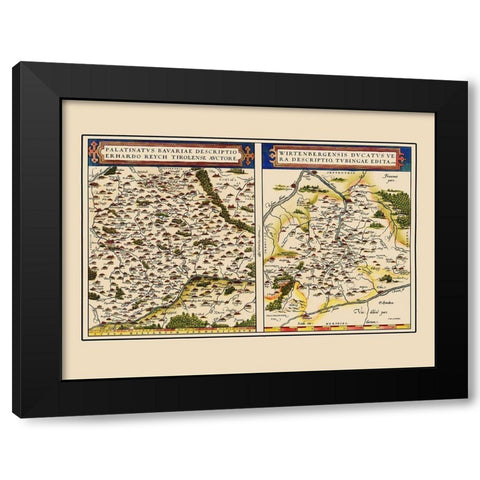 Bavaria Baden Wurttemberg Regions Germany Black Modern Wood Framed Art Print with Double Matting by Ortelius