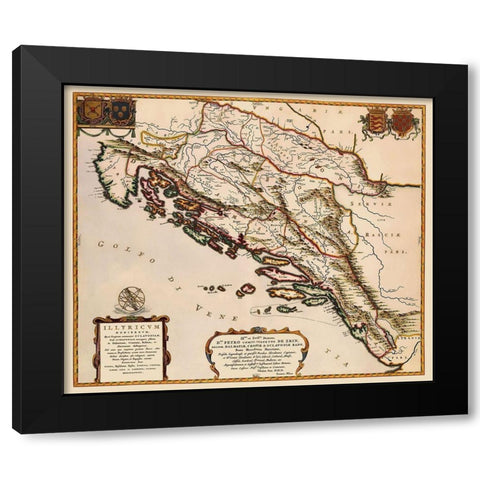 Balkan Peninsula Eastern Europe - Blaeu 1663 Black Modern Wood Framed Art Print with Double Matting by Blaeu