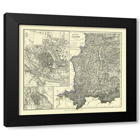 Bavaria Germany - Radefeld 1858 Black Modern Wood Framed Art Print with Double Matting by Radefeld