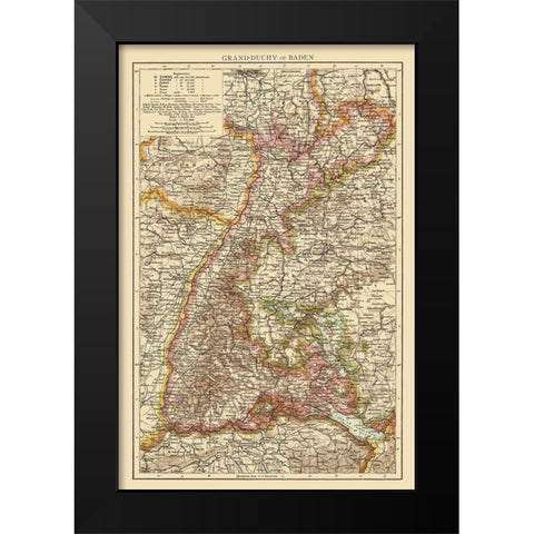Grand Duchy of Baden Germany - Andree 1895 Black Modern Wood Framed Art Print by Andree