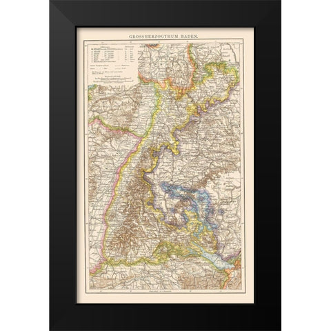 Grand Duchy of Baden Germany - Andree 1895 Black Modern Wood Framed Art Print by Andree