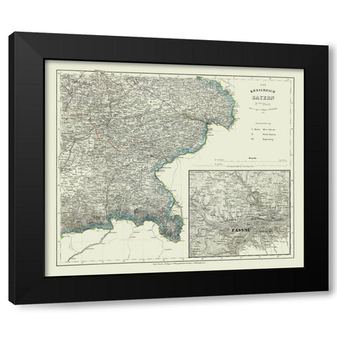 Bavaria Germany - Radefeld 1860 Black Modern Wood Framed Art Print with Double Matting by Radefeld