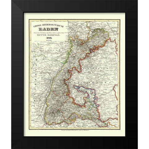 Baden Wurttemberg Germany - Radefeld 1860 Black Modern Wood Framed Art Print by Radefeld