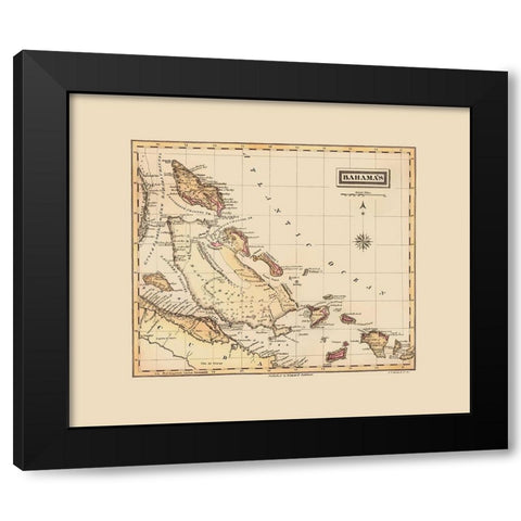 Bahamas - Lucas 1823 Black Modern Wood Framed Art Print with Double Matting by Lucas