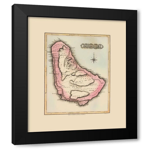 Barbados - Lucas 1823 Black Modern Wood Framed Art Print by Lucas