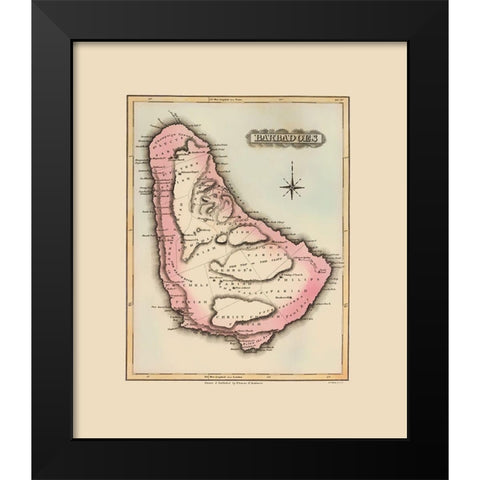 Barbados - Lucas 1823 Black Modern Wood Framed Art Print by Lucas
