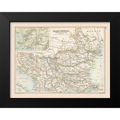 Northern Balkan Peninsula Europe - Bartholomew Black Modern Wood Framed Art Print by Bartholomew