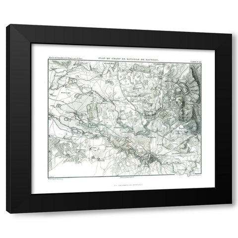 Battle of Bautzen Field Plan - Thiers 1866 Black Modern Wood Framed Art Print with Double Matting by Unknown