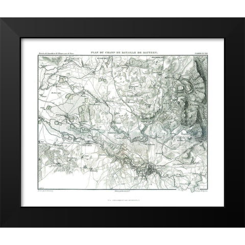 Battle of Bautzen Field Plan - Thiers 1866 Black Modern Wood Framed Art Print by Unknown