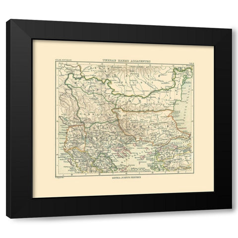 Macedonia Thracia Dardania Paeonia - Perthes 1896 Black Modern Wood Framed Art Print by Perthes