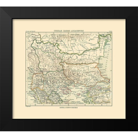 Macedonia Thracia Dardania Paeonia - Perthes 1896 Black Modern Wood Framed Art Print by Perthes