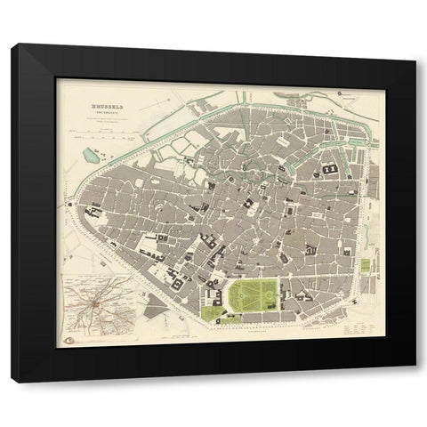 Brussels Belgium Benelux - Chapman 1834 Black Modern Wood Framed Art Print by Chapman