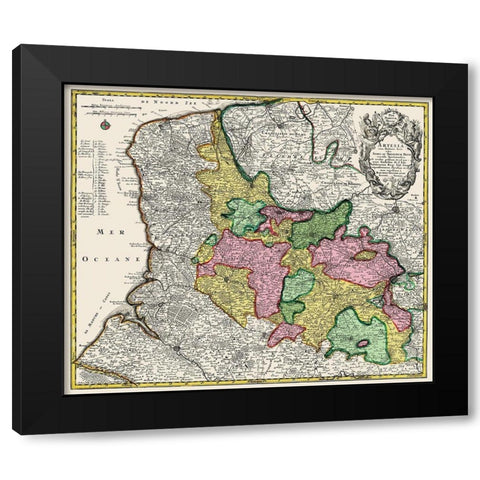 Artesia Belgium Benelux - Blaeu 1740 Black Modern Wood Framed Art Print by Blaeu