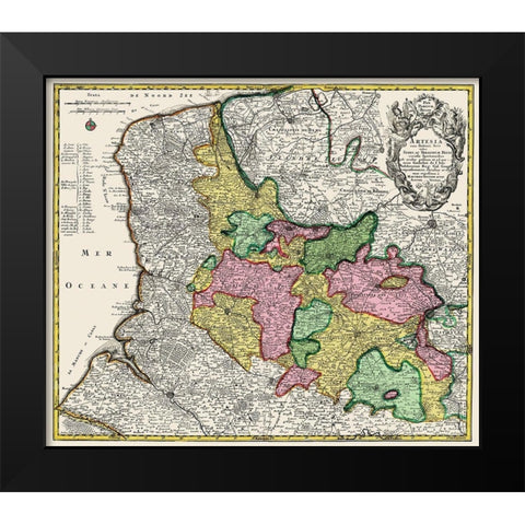 Artesia Belgium Benelux - Blaeu 1740 Black Modern Wood Framed Art Print by Blaeu