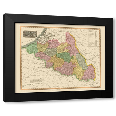 Benelux Belgium Netherlands - Thomson 1815 Black Modern Wood Framed Art Print by Thomson