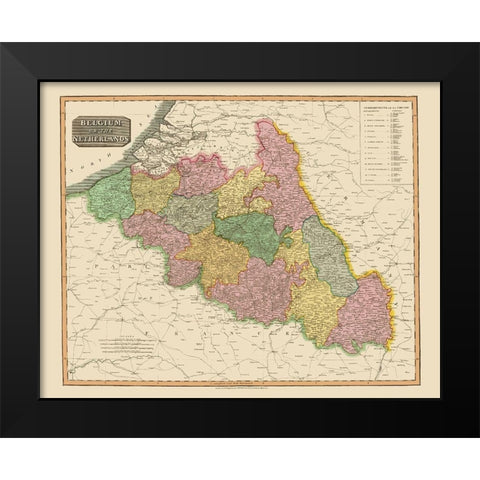 Benelux Belgium Netherlands - Thomson 1815 Black Modern Wood Framed Art Print by Thomson