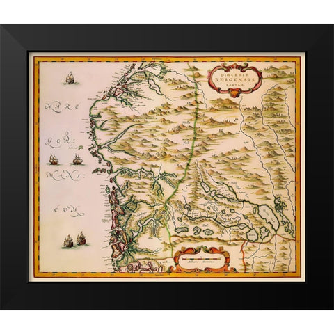 Bergen Norway Scandinavia - Blaeu 1662 Black Modern Wood Framed Art Print by Blaeu