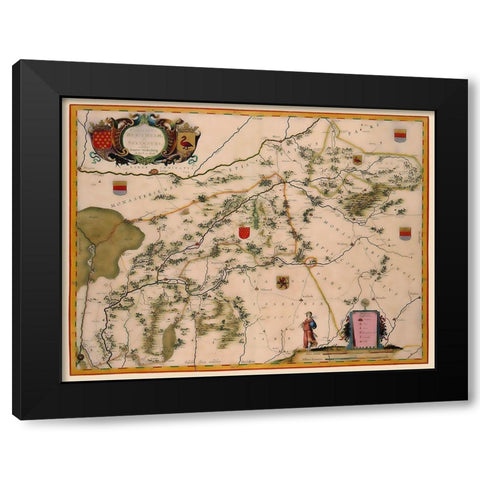 Bentheim Steinfurt Districts Germany - Blaeu 1635 Black Modern Wood Framed Art Print by Blaeu