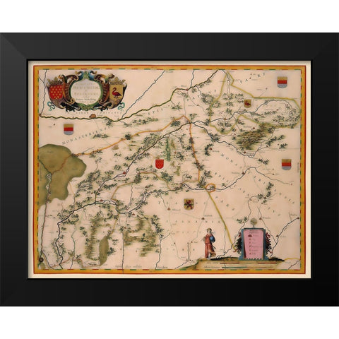 Bentheim Steinfurt Districts Germany - Blaeu 1635 Black Modern Wood Framed Art Print by Blaeu