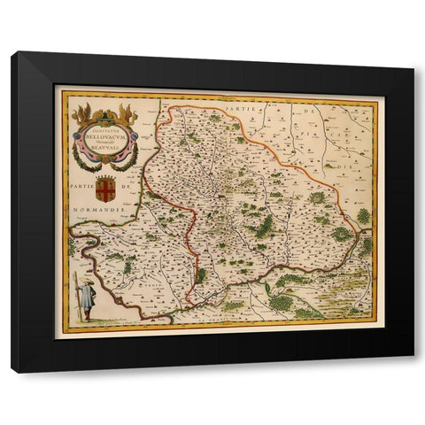 Beauvais Region France - Blaeu 1638 Black Modern Wood Framed Art Print by Blaeu