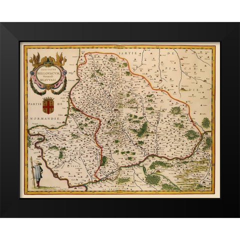Beauvais Region France - Blaeu 1638 Black Modern Wood Framed Art Print by Blaeu