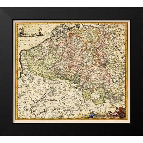 Benelux Belgium - Visscher 1684 Black Modern Wood Framed Art Print by Visscher