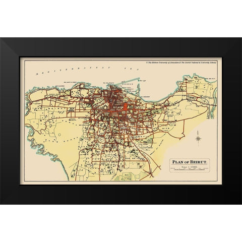 Middle East Beirut Lebanon - Palmer 1851 Black Modern Wood Framed Art Print by Palmer