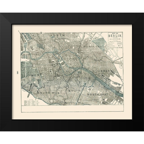 Berlin Germany - Rathbun 1893 Black Modern Wood Framed Art Print by Rathbun