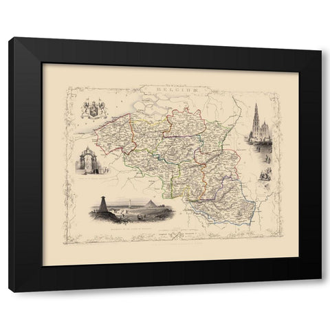 Benelux Belgium - Tallis 1851 Black Modern Wood Framed Art Print with Double Matting by Tallis