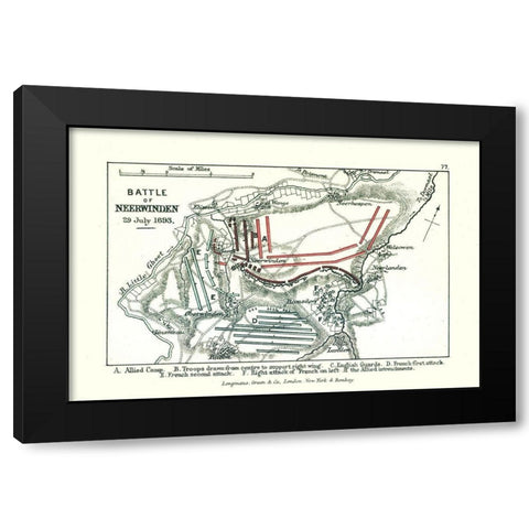 Battle of Neerwinden 1693 Belgium - Gardiner 1902 Black Modern Wood Framed Art Print by Gardiner