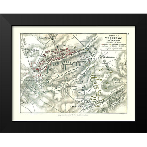 Battle of Waterloo 1815 Belgium - Gardiner 1902 Black Modern Wood Framed Art Print by Gardiner