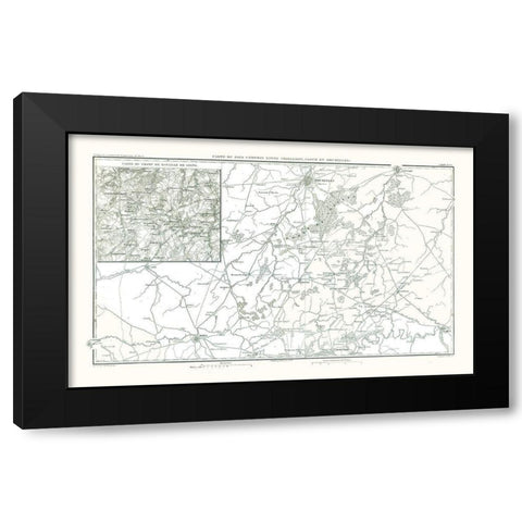 Battle of Ligny Belgium - Thiers 1866 Black Modern Wood Framed Art Print by Unknown