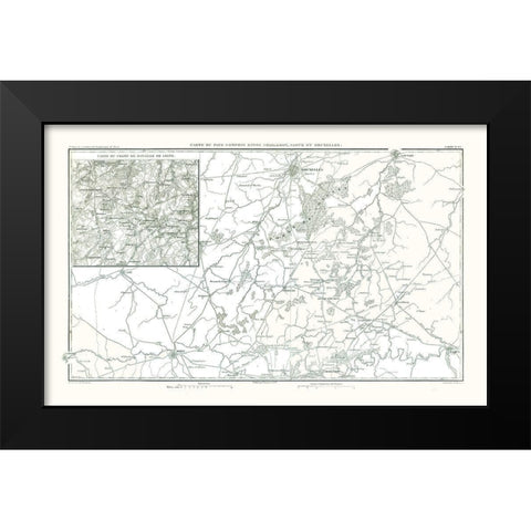 Battle of Ligny Belgium - Thiers 1866 Black Modern Wood Framed Art Print by Unknown