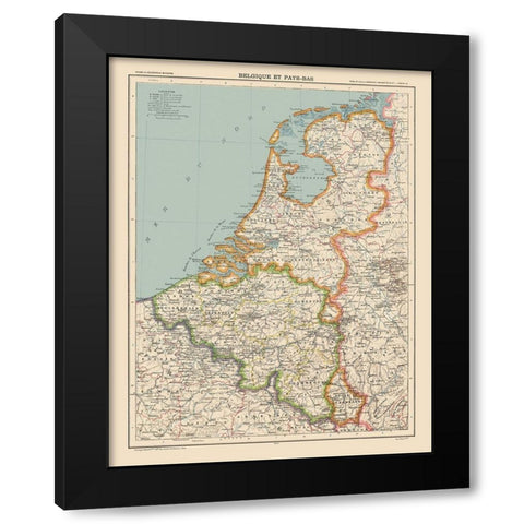 Belgium Netherlands - Schrader 1908 Black Modern Wood Framed Art Print with Double Matting by Schrader