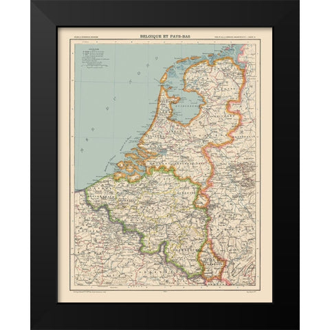 Belgium Netherlands - Schrader 1908 Black Modern Wood Framed Art Print by Schrader