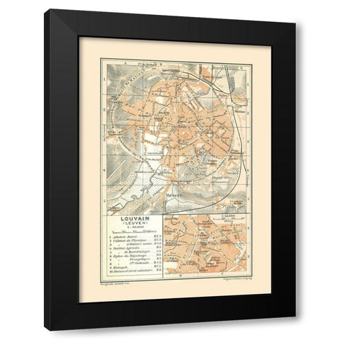 Leuven Belgium Europe - Baedeker 1910 Black Modern Wood Framed Art Print by Baedeker