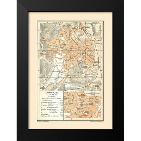 Leuven Belgium Europe - Baedeker 1910 Black Modern Wood Framed Art Print by Baedeker