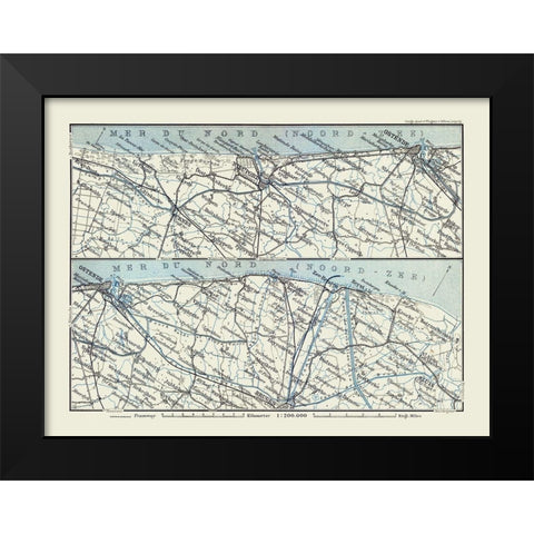 North Sea Belgium Europe - Baedeker 1910 Black Modern Wood Framed Art Print by Baedeker