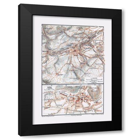 Spa Belgium Europe - Baedeker 1910 Black Modern Wood Framed Art Print with Double Matting by Baedeker