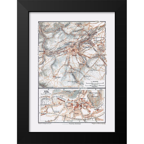 Spa Belgium Europe - Baedeker 1910 Black Modern Wood Framed Art Print by Baedeker