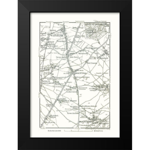 Waterloo Plancenoit Belgium Europe - Baedeker 1910 Black Modern Wood Framed Art Print by Baedeker