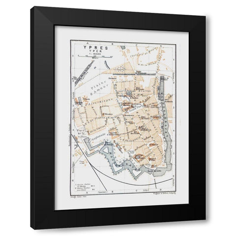 Ypres Belgium Europe - Baedeker 1910 Black Modern Wood Framed Art Print with Double Matting by Baedeker