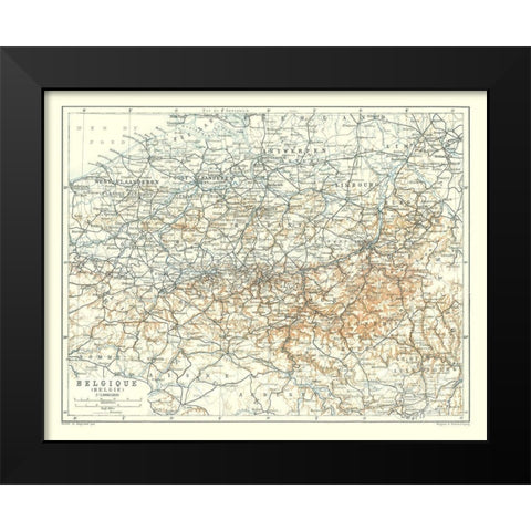 Europe Belgium - Baedeker 1910 Black Modern Wood Framed Art Print by Baedeker