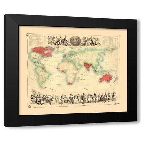 British Empire Throughout World - Bartholomew 1872 Black Modern Wood Framed Art Print with Double Matting by Bartholomew